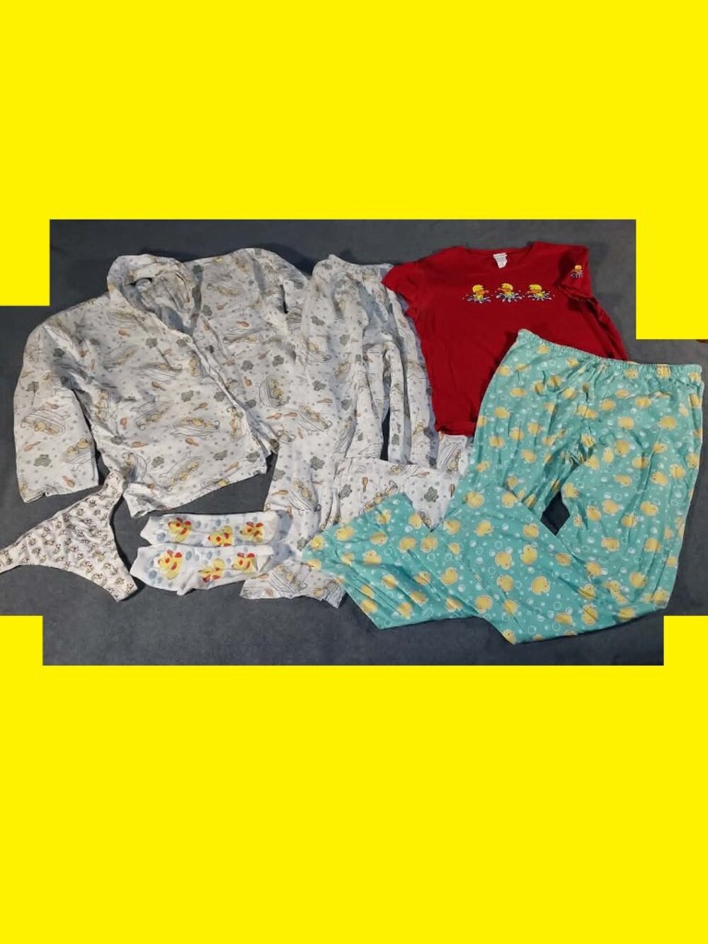LOT SLEEPWEAR Rubber Duckies SLEEPWEAR Flannel Set & Cotton pieces Mostly Sz Med